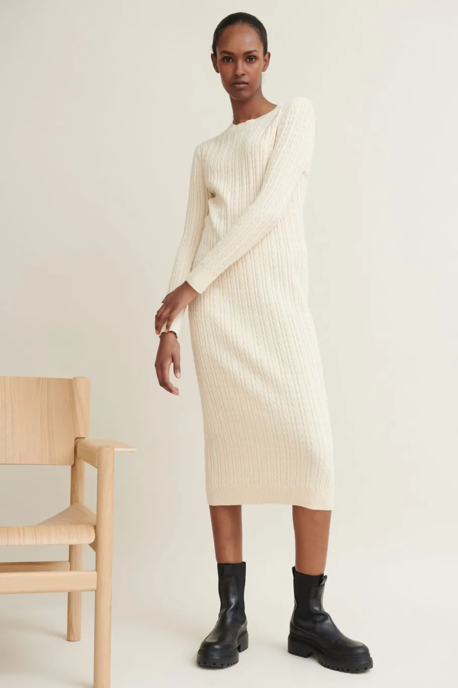 aline_dress__birch_0.webp Basic Apparel Aline Dress - Birch^Dame Kjoler Og Jumpsuits