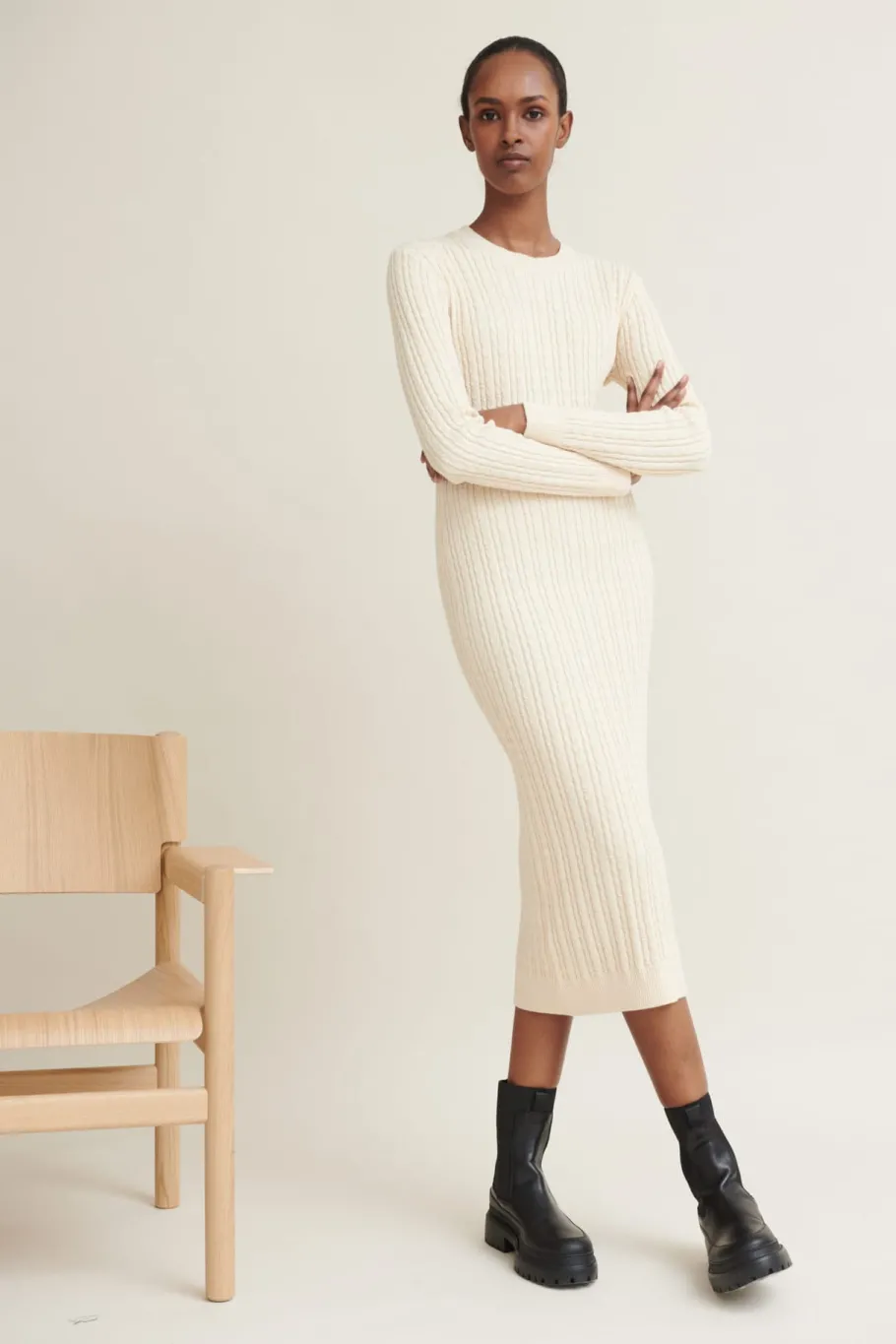 aline_dress__birch_1.webp Basic Apparel Aline Dress - Birch^Dame Kjoler Og Jumpsuits