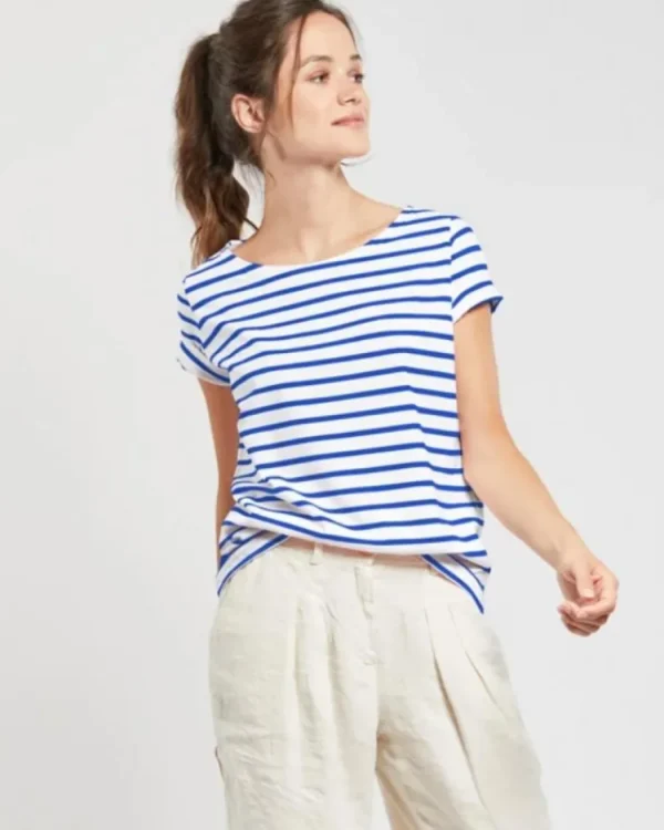 Armor Lux - Short-sleeved Breton shirt - White/Etoile royal^Dame Overdele