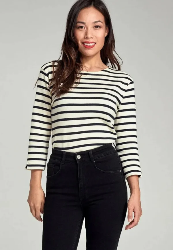 Armor Lux - Breton striped blouse - Ecru/Navy^Dame Overdele