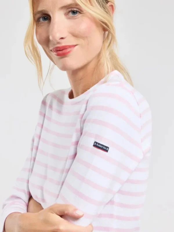 Armor Lux 3/4 length sleeve Breton striped shirt - Blanc/Fairytale^Dame Overdele
