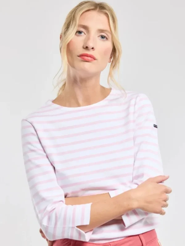 Armor Lux 3/4 length sleeve Breton striped shirt - Blanc/Fairytale^Dame Overdele