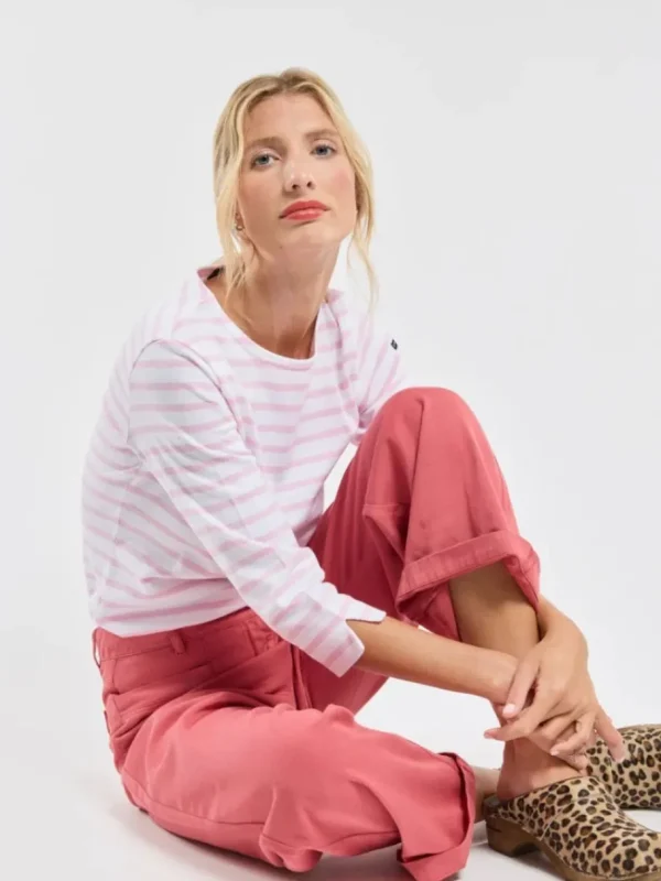 Armor Lux 3/4 length sleeve Breton striped shirt - Blanc/Fairytale^Dame Overdele