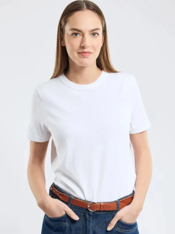 Armor Lux T-shirt - Thick organic cotton - Blanc^Dame Overdele