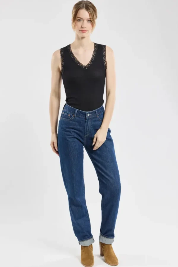 Armor Lux V-neck vest top – wool and silk Black^Dame Overdele