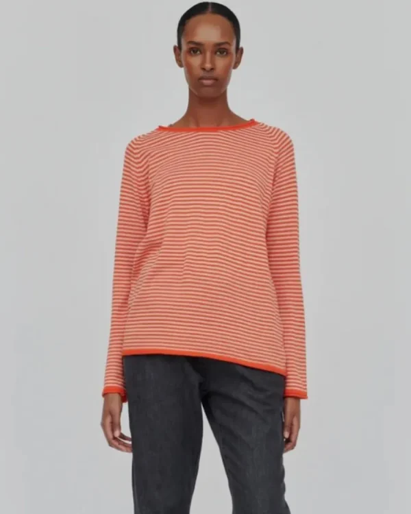 Basic Apparel - økologisk bluse - Soya Mini Stripe - Spicy Orange / Rygby Tan^Dame Overdele
