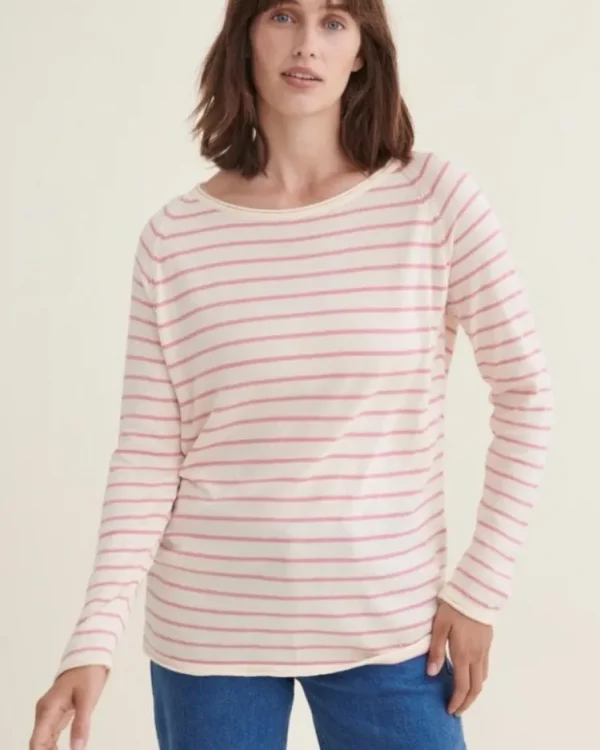 Basic Apparel - økologisk bluse - Soya Mini Stripe - Whisper White / wild Rose^Dame Overdele