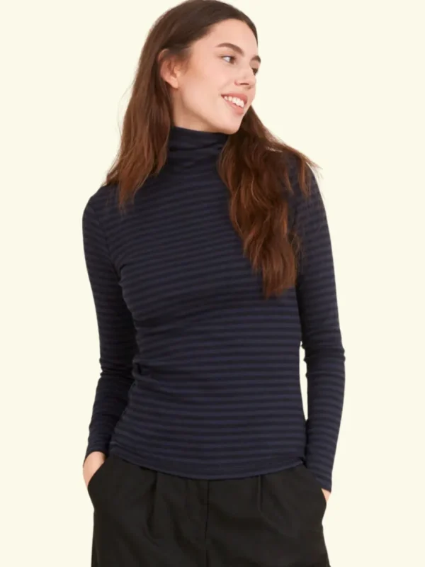 Basic Apparel - Ludmilla High-neck - Black/Navy^Dame Overdele