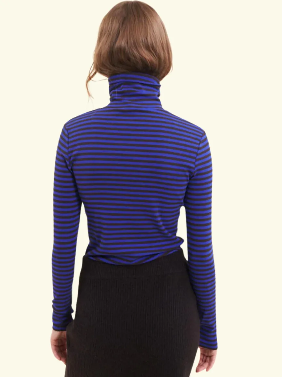 basic_apparel__ludmilla_h_2.webp Basic Apparel - Ludmilla High-neck - Chocolate torte/Clematis blue^Dame Overdele