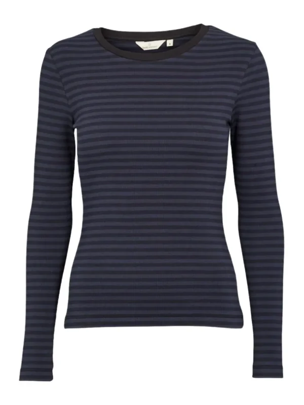 Basic Apparel - Ludmilla LS Tee - Black/Navy^Dame Overdele