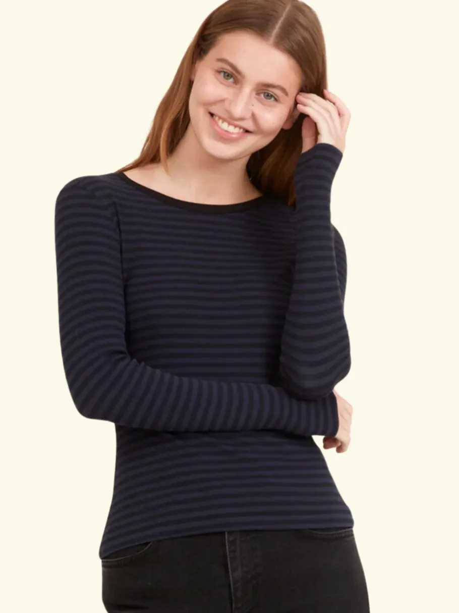 basic_apparel__ludmilla_l_1.webp Basic Apparel - Ludmilla LS Tee - Black/Navy^Dame Overdele