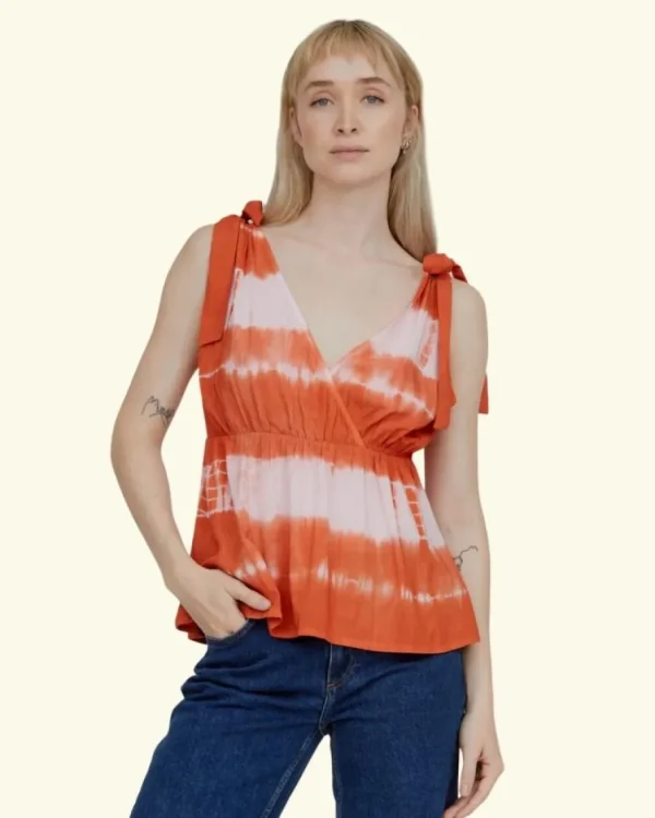 Basic Apparel Orchid Top Tie Dye Dusted Clay / Pink Chalk^Dame Overdele