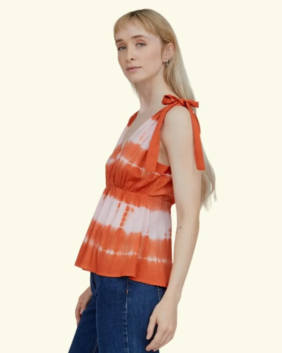 basic_apparel_orchid_top__3.webp Basic Apparel Orchid Top Tie Dye Dusted Clay / Pink Chalk^Dame Overdele