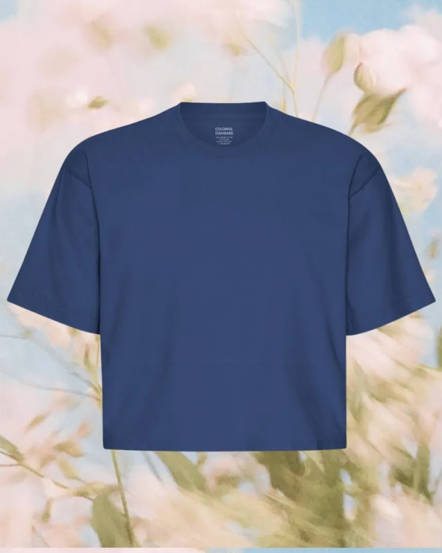 colorful_standard_organic_0.webp Colorful Standard Organic Boxy Crop Tee Marine Blue^Dame Overdele