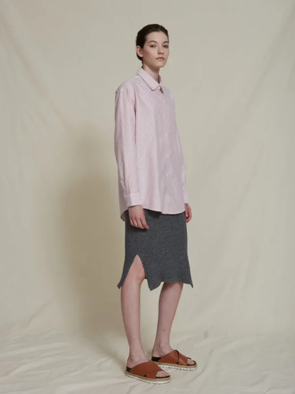 Schulz by Crowd Dippy organic cotton shirt dress red stripe^Dame Kjoler Og Jumpsuits