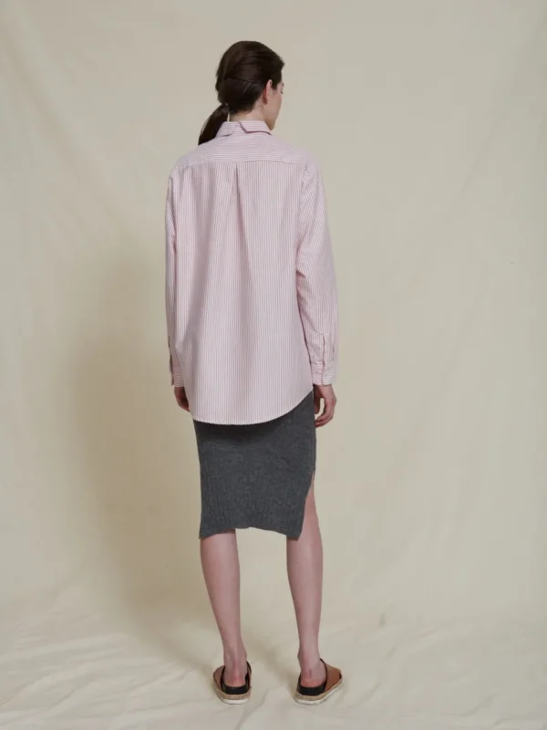 Schulz by Crowd Dippy organic cotton shirt dress red stripe^Dame Kjoler Og Jumpsuits