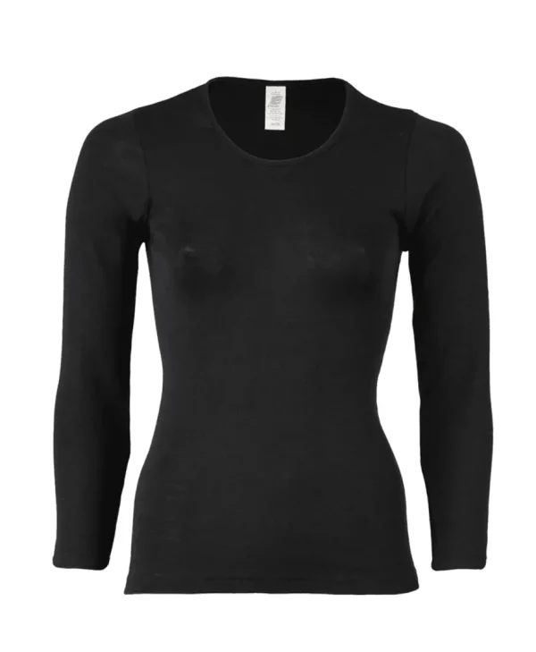 Engel Natur Dame - Bluse i Uld/Silke Sort^Dame Overdele