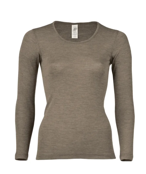 Engel Natur Dame - Bluse i uld/silke Brun^Dame Overdele