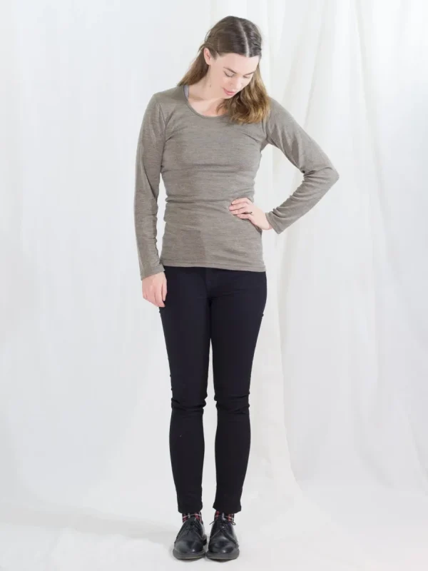 Engel Natur Dame - Bluse i uld/silke Brun^Dame Overdele