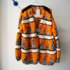 Gudrun & Gudrun - Birch Cardigan Grå / Hvid / Orange^Dame Overdele