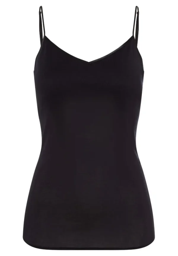 Hanro - Spaghetti Top Padded - Cotton Seamless Black^Dame Undertøj