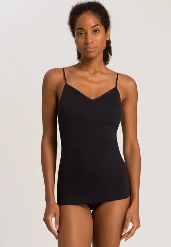 Hanro - Spaghetti Top Padded - Cotton Seamless Black^Dame Undertøj