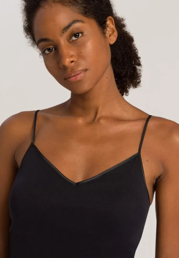 Hanro - Spaghetti Top Padded - Cotton Seamless Black^Dame Undertøj