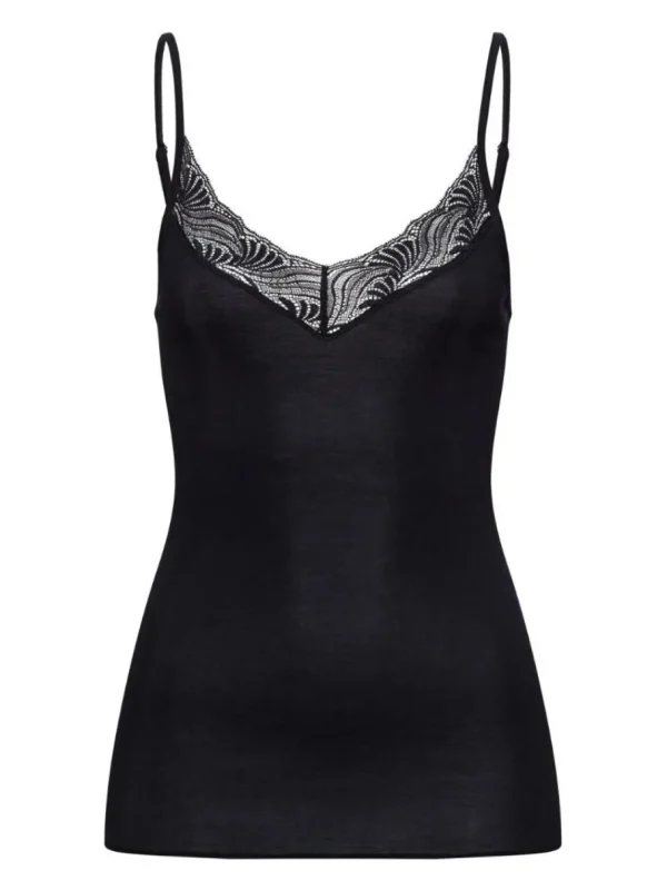 Hanro Cotton Delight Spaghetti Top Black^Dame Undertøj