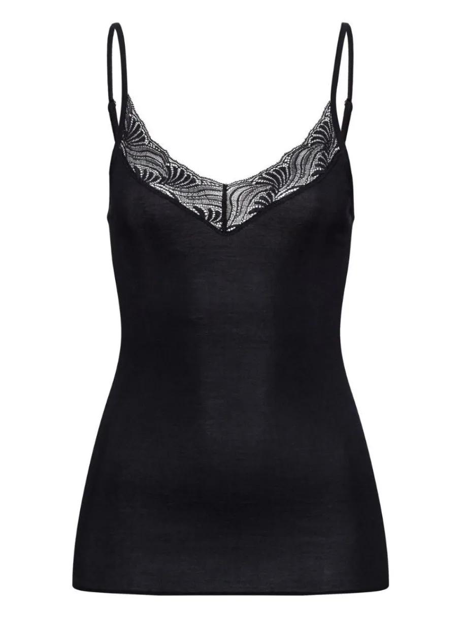 hanro_cotton_delight_spag_0.webp Hanro Cotton Delight Spaghetti Top Black^Dame Undertøj