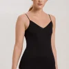 Hanro Cotton Seamless Spaghetti Top Black^Dame Undertøj
