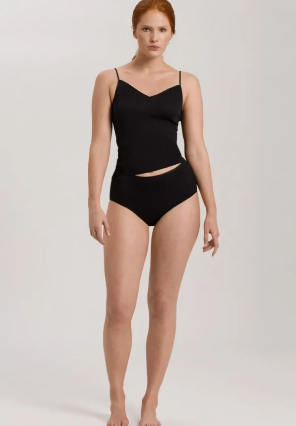 Hanro Cotton Seamless Spaghetti Top Black^Dame Undertøj