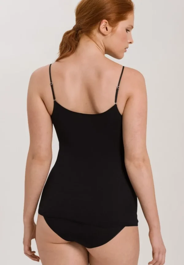 Hanro Cotton Seamless Spaghetti Top Black^Dame Undertøj