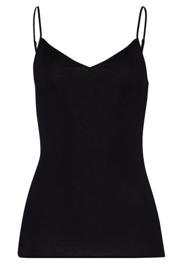 Hanro Cotton Seamless Spaghetti Top Black^Dame Undertøj