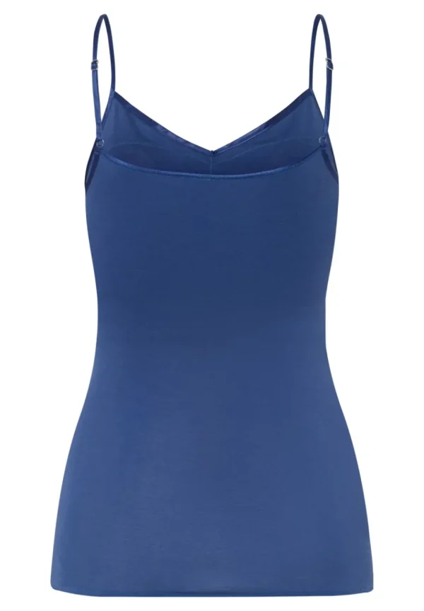 Hanro Cotton Seamless Spaghetti Top True Navy^Dame Undertøj