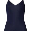 Hanro V-neck Spaghetti Top Deep Navy^Dame Undertøj