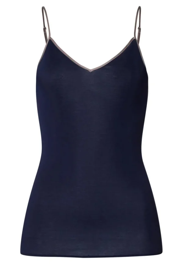 Hanro V-neck Spaghetti Top Deep Navy^Dame Undertøj