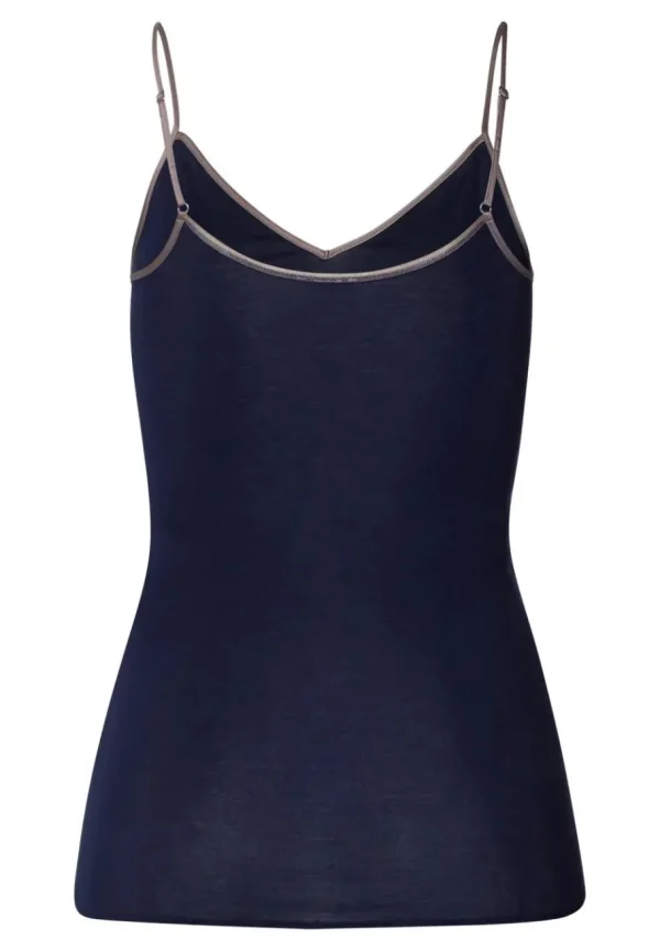 Hanro V-neck Spaghetti Top Deep Navy^Dame Undertøj