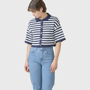 Klitmøller Collective Klitmøller Layla Stripe Knit Cardigan Navy/Cream^Dame Overdele