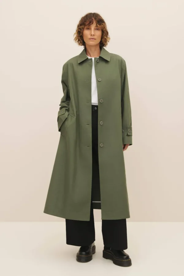 Kowtow Cleo Trench Coat Sage^Dame Overtøj