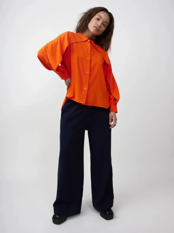 La Femme Rousse - Silkeskjorte - Agnes Shirt // Orange Flame^Dame Overdele