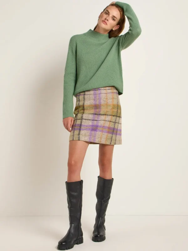 Lanius Checked mini skirt - Green multicolor^Dame Underdele