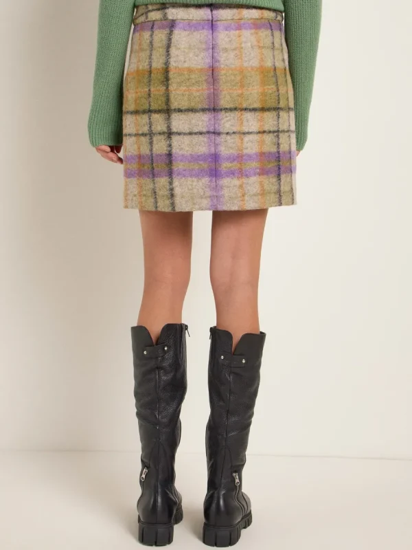 Lanius Checked mini skirt - Green multicolor^Dame Underdele
