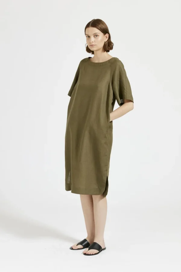 Maska - Arya Linen Dress - Dark Green^Dame Kjoler Og Jumpsuits