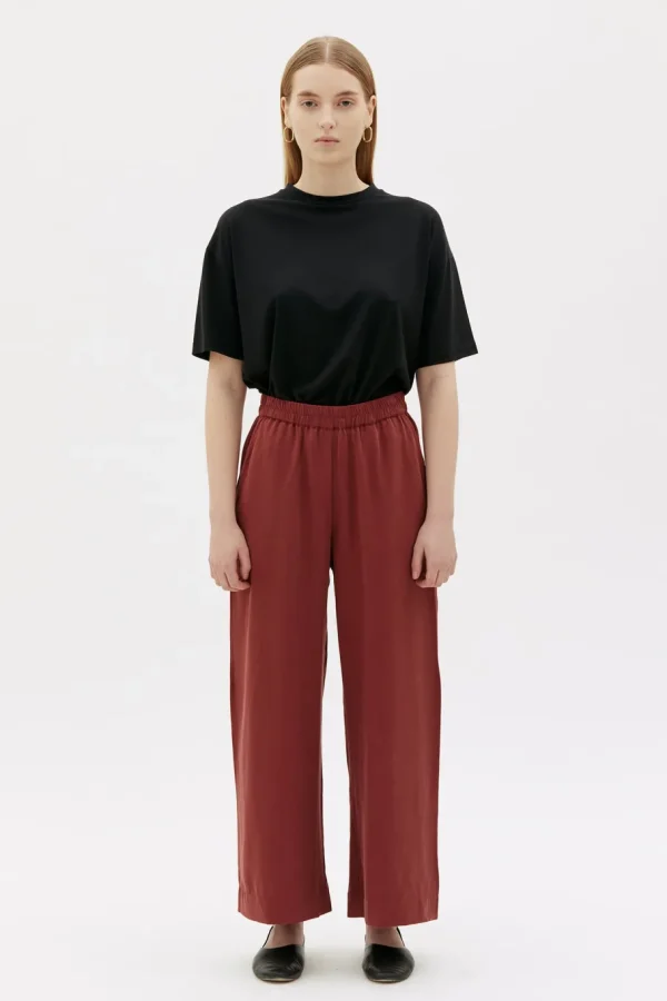 Maska - Thea flowy tencel pants - Brick Red^Dame Underdele