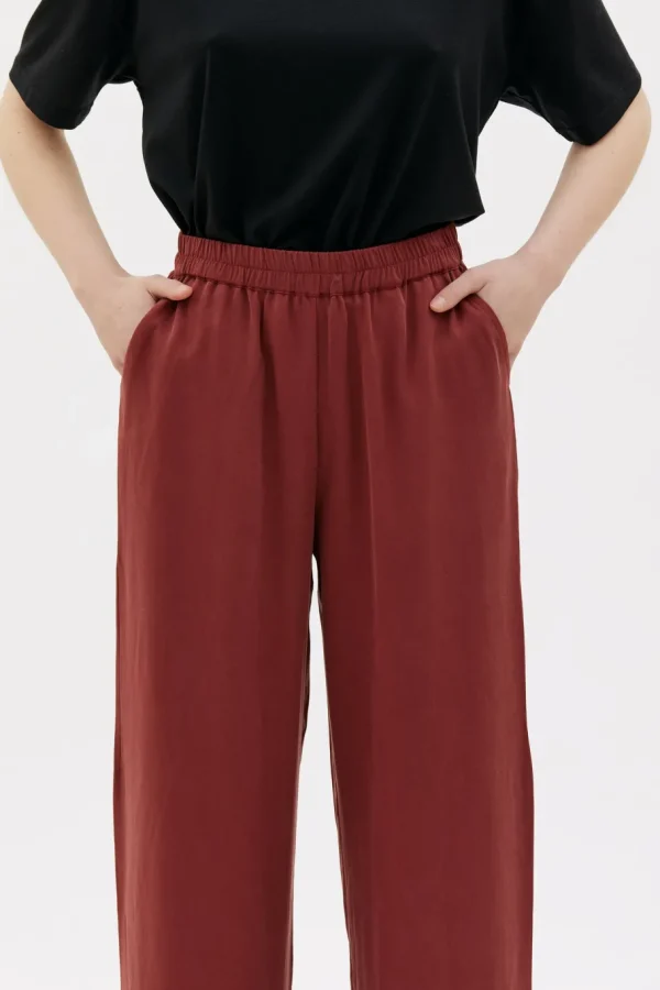 Maska - Thea flowy tencel pants - Brick Red^Dame Underdele