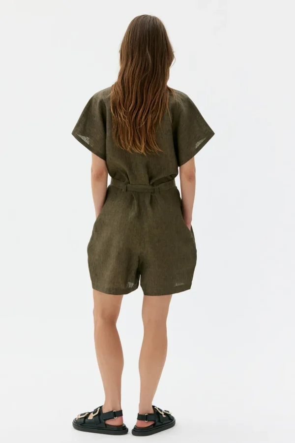Maska Alva linen jumpsuit - Black melange^Dame Kjoler Og Jumpsuits