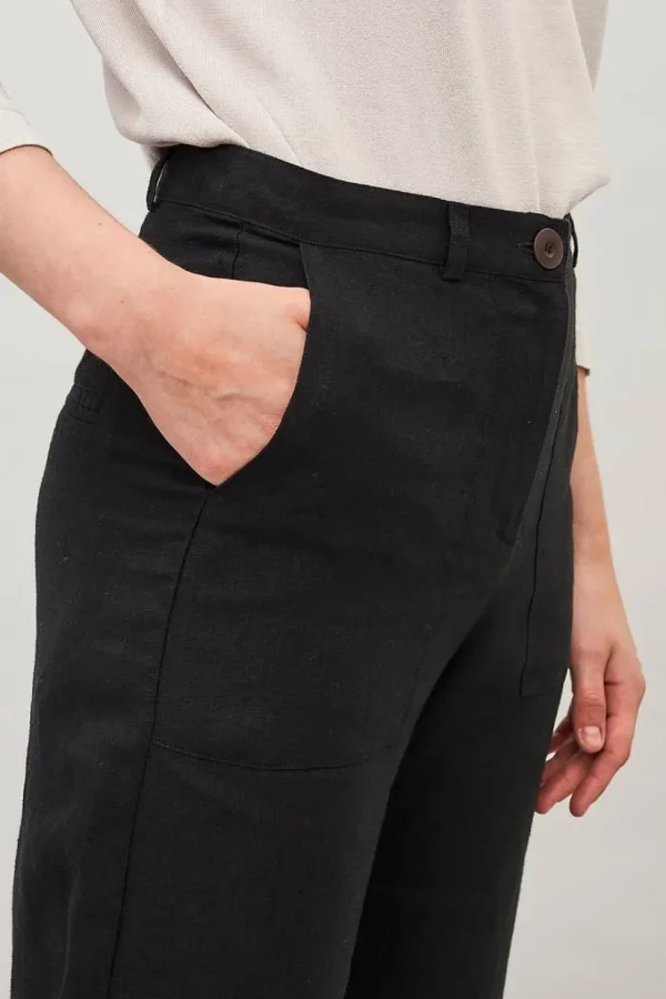 Maska Lissy Cropped Linen trousers Black^Dame Underdele