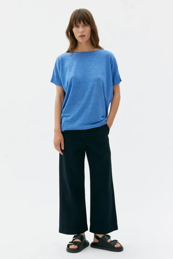 Maska Sirus Silk Linen Dolman Sleeve Top Light Blue^Dame Overdele