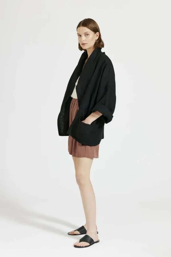 Maska Vira - Kimono wrap linen jacket^Dame Overtøj
