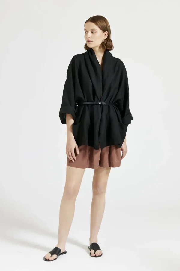 Maska Vira - Kimono wrap linen jacket^Dame Overtøj